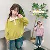 Sudadera de Felpa para Niñas 2026 Invierno Nuevo Estilo Estilo Universitario Infantil Top Engrosado para Niños Mayores Ropa de Moda Otoño e Invierno