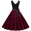 Fuente de fábrica 2021 Moda Patchwork Estampado de Lunares Sin Mangas Burnout Estampado de Lunares Fiesta Vestido de Baile