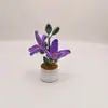 Flor de Forsitia Artificial Tejida a Mano con Ganchillo de Lana Terminada Transfronteriza en Maceta Ramo Tejido Decoración de Escritorio para el Hogar