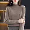 Suéter de Cachemira para Mujer Otoño e Invierno, Suéter Holgado de Cuello Medio Alto de Cachemira, Suéter Base de Lana Versátil, Engrosado
