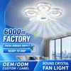 Lâmpada de ventilador de teto LED em forma de anel de estrela de cristal e27 silenciosa para uso interno