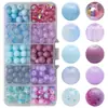 Contas redondas de doce 8MM de importação em caixa de 10 compartimentos, contas de vidro coloridas em blocos, acessórios para joias DIY, materiais para colares e pulseiras