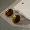 Série Versátil de Brincos Estilo Maillard Pedra Olho de Tigre Retrô Cor Caramelo, Brincos Requintados e Luxuosos para Outono e Inverno Atacado