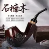 Cachimbo Feito à Mão Cachimbo de Madeira Maciça Cachimbo com Grão de Madeira de Urze Cachimbo com Filtro Estilo Antigo Retrô Bolsa para Tabaco Cachimbo Masculino Cachimbo