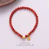 Colección de Pulseras Rojas del Sur de 4 mm Ágata Natural Nuevo Estilo Chinoiserie Pulsera Apilada para Mujer de Gama Alta Doble Círculo Regalo para Madre
