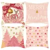 Funda de Cojín Navideña de Dibujos Animados de Papá Noel de Amazon Decoración para Fiesta Navideña Cojín para Sofá Funda de Cojín para Dormitorio Mesita de Noche
