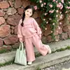 Conjunto de Moda Ins para Niñas con Lazo 2026 Primavera y Otoño Sudadera de Moda y Pantalones de Pierna Ancha Estilo Coreano Conjunto de Dos Piezas