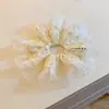 Scrunchie de renda de malha floral roxa estilo coreano para prender o cabelo, acessório de cabelo extra grande