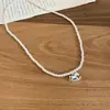 Colar de Pérolas com Pingente de Pônei Gotejando Óleo, Corrente para Clavícula de Temperamento Zodiacal Vintage de Nicho, Corrente de Suéter de Luxo Leve de Alta Qualidade