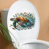 Pegatinas de pared de tortuga de dibujos animados para decoración de habitaciones infantiles, pegatinas para la tapa del inodoro del baño, pegatinas embellecedoras de pared, pegatinas de animales de vidrio