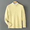 Suéter Baicai Rong Outono/Inverno Novo 100% Lã Pura Masculino Gola Alta Meia Trançado Tricô Espesso Camada Base Suéter