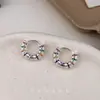 Pendientes de Botón de Caramelo Arcoíris Estilo Coreano Simple Zirconia Micro-engastada Pendientes de Colores de Lujo Ligero Pendientes Únicos de Nicho Cierres de Pendientes Joyería para Orejas para Mujeres