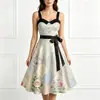 2026 Nuevo Modelo Vestido de Tirantes con Estampado Floral Artístico Vintage para Mujer, Impresión Digital 3D, para Comercio Electrónico Independiente y Amazon