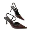 Zapatos de Tacón Alto Puntiagudos de Verano de Nuevo Estilo Transfronterizos, Tacones de Aguja de Moda Francesa, Sandalias de Espalda Descubierta para Mujer, Zapatos Versátiles y Elegantes de Punta Cerrada