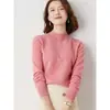 Suéter de cachemira de cuello semi-alto talla grande para mujer, nuevo suéter de cachemira de ajuste holgado para otoño e invierno, camiseta interior de punto de lana talla grande