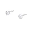 Brincos de Prata Pura S999 Flor com Zircônia de Quatro Garras para Mulheres 2025 Brincos Pequenos Frescos e Simples Exquisitos para Piercing na Orelha e Cartilagem da Orelha