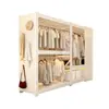 Guarda-roupa de prateleira para aluguel residencial, armazenamento de roupas, montagem fácil, multifuncional, estilo aberto, cabideiro de chão em aço