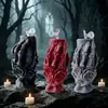Caveira de Halloween Segurando uma Vela Perfumada de Rosa, Decoração de Festa de Feriado em Formato de Caveira, Venda por Atacado de Velas