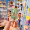 Pingente de chaveiro de urso violento com estrela cravejada de diamantes criativo pingente de chaveiro de moda menina urso transparente pendente de bolsa