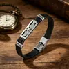 Pulsera Nueva de Cuero Transfronteriza Estilo Punk Europeo y Americano Accesorios de Acero Inoxidable Pulsera de Cuero Pulsera Retro para Hombre Europea y Americana