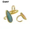 Wt-R571 Lindo e Exquisito Pedra Natural Olho de Gato Pedra Gota d'Água Banhado a Ouro 18K Grande Anel Aberto Feminino