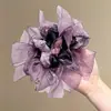 Scrunchie de lenço quadrado de renda oversized estilo coreano para mulheres, elástico de cabelo de alta qualidade, elástico altamente elástico e durável