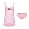 Conjunto de Lingerie Doce e Sexy com Renda Transparente em Tule, Decote em V Profundo e Bojos Xk5736