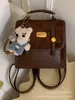 Mochila para Estudante Universitário e Deslocamento Feminina 2025 Nova Alta Qualidade Retro Camurça Bolsa Escolar Mochila de Viagem Leve