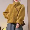 Moda Nova Outono/Inverno 2026 Feminino Solto Gola Alta Forrado com Lã Quente Peludo Casaco Jaqueta Feminina Estilo Coreano
