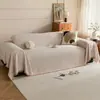Funda de sofá de espiga color crema borla de hilo de algodón cojín de sofá funda de sofá universal para todas las estaciones toalla de sofá de cobertura total