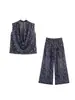 Comércio Exterior Atacado Verão 2026 Novo Estilo Elegante e Fashionável Poá Sem Mangas Gola Swing Top e Calça Longa de Perna Larga Conjunto de Duas Peças