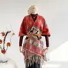 Estilo Europeo y Americano Popular Chal con Abertura de Imitación Cachemira de Reno para Mujer Navidad Cálido Grueso Doble Cara Chal al por Mayor