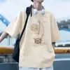Camiseta retro americana de manga corta con estampado de vela para hombre, nueva camisa casual de verano holgada de manga media 2026