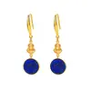 Prata 925 Original Estiloso Design de Moda Brincos Naturais de Lápis-lazúli Brincos de Cabacinha Estilo Chinês Brincos Femininos