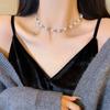Collar de borlas Corazón de Perla para mujer collar de diseño avanzado nicho de lujo ligero cadena clavicular moda otoño e invierno cadena para suéter