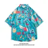 Camisa de flores hawaiana para hombre estilo retro Hong Kong casual holgada estilo Hong Kong vacaciones en la playa pareja manga corta moda