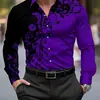 2026 Moda Casual Slim Fit Manga Longa Estampa Digital 3D Exclusivo para Comércio Exterior Camisa de Manga Longa Secagem Rápida