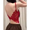 Camisola de renda sexy para mulheres com bojo, sem costas, modeladora, adequada para usar como peça externa ou como camada interna, com um lindo design nas costas, top de verão para mulheres