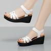 Sandálias Plataforma Anabela 6cm Femininas Verão Salto Médio Solado Grosso Estilo Coreano Femininas Sapatos Femininos com Bico Peixe Aumenta Altura Versátil Velcro Plataforma