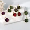 Brincos de Folha de Bordo de Planta Real de Aço Inoxidável de Verão Novo Estilo Transfronteiriços Brincos de Flor Eterna Pingentes Pequenos de Resina Colorida com Flor Real