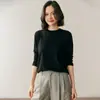 Camiseta Básica de Punto de Lana de Cuello Redondo Yangzi Yarn para Mujer Gris 25 Nuevo de Alta Gama de Manga Larga Holgada Fina
