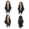 Peluca de Encaje para Mujer, Raya Media Cabello Largo, Cobertura Total de la Cabeza, Cabello Largo Rizado, Cabello de Fibra Realista, Ondas Voluminosas
