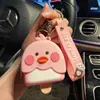 Chaveiro de Silicone de Pato Amarelo Porta-moedas Pingente Desenho Animado Presente para Mochila de Estudante Pingente de Chaveiro Joia Personalizada
