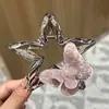 Pinza para el Cabello Rosa Mariposa Estrella Estilo Coreano, Tamaño Grande, Nuevo Modelo 2026 para Mujer, Aspecto de Alta Gama, Accesorio para el Cabello para la Parte Posterior de la Cabeza, Pinza de Tiburón