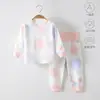 Conjunto de roupas de outono para crianças, pijama A-class para bebê, conjunto de roupa íntima térmica para bebês, conjunto de duas peças sem costura de algodão puro para outono