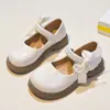 Zapatos de piel para niña, nueva colección primavera/otoño 2026, zapatos infantiles de moda, negro perla, zapatos sencillos para niña, zapatos para actuación escolar primaria