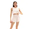 Pijama Europeu e Americano Transfronteiriço para Casa Feminino, Conjunto de Camiseta Regata Simples Confortável Sexy Vazada e Shorts com Fenda