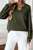 Sudadera de Manga Larga Suelta de Moda con Empalme de Encaje, Color Puro, Cuello Medio Abierto, para Amazon Transfronterizo Europeo y Americano 2025
