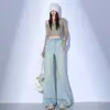 Jeans Acampanados Vintage Azul Claro para Mujer, Nuevo Estilo Otoño 2026, Corte Holgado, Adelgazante, Para Figura de Pera, Cubre Cadera, Pantalones Acampanados de Tiro Bajo