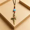 Estilo Étnico Chinês Chaveiro de Liga Vajra Pingente Acessório de Metal Presente Decoração para Bolsa de Carro Ornamento